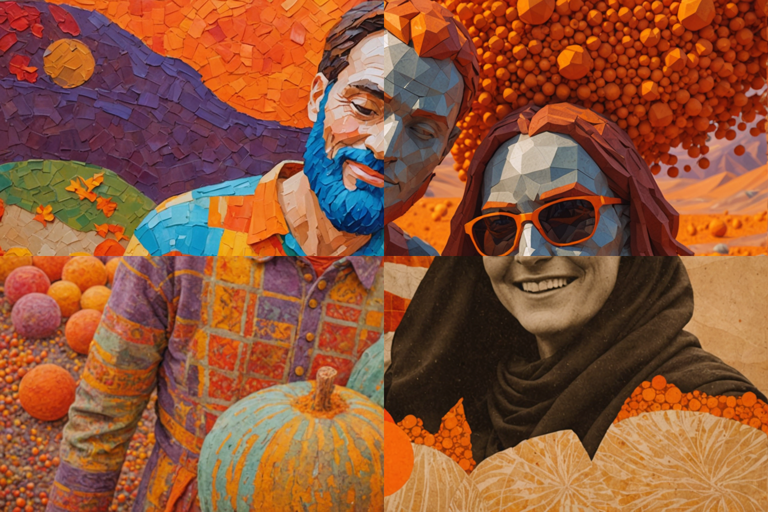 Couple at pumpkin patch mosaic